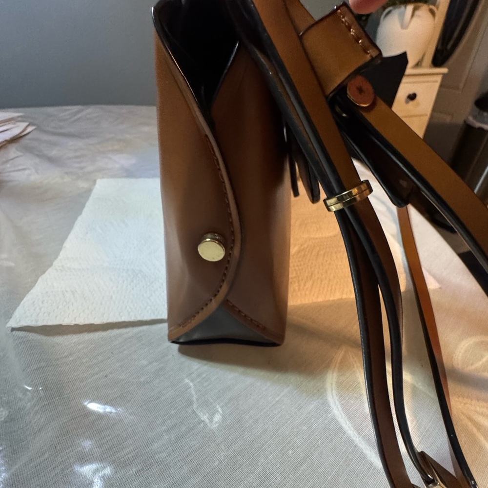 Zara basic collections Brown Leather Shoulder Bag - image 3